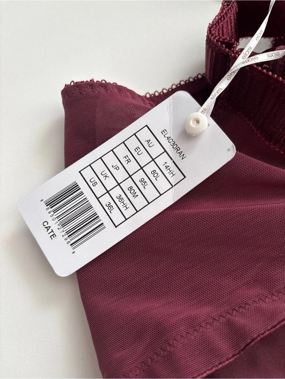 Elomi Bra Nwt Cate Unlined Underwire Full Cup Color : Raisin EL4030RAN US 36L